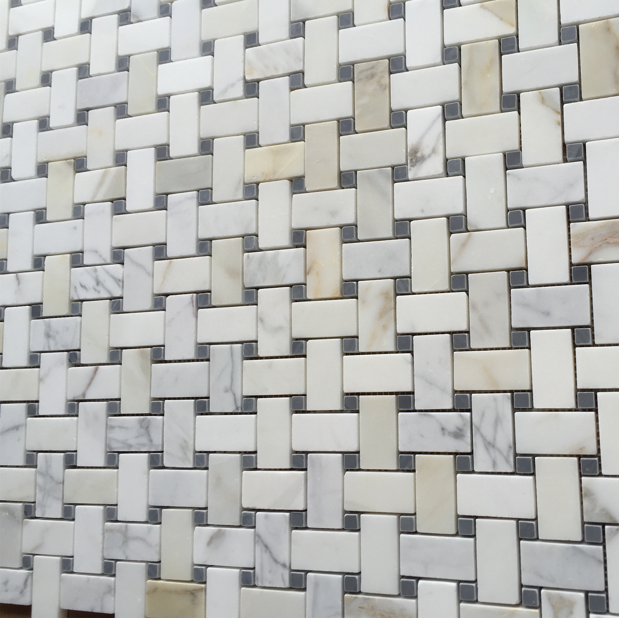 Calacatta Gold Basketweave Shape Mosaic