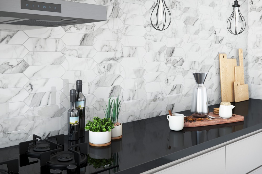 Carrara White Long Hexagon Shape Mosaic