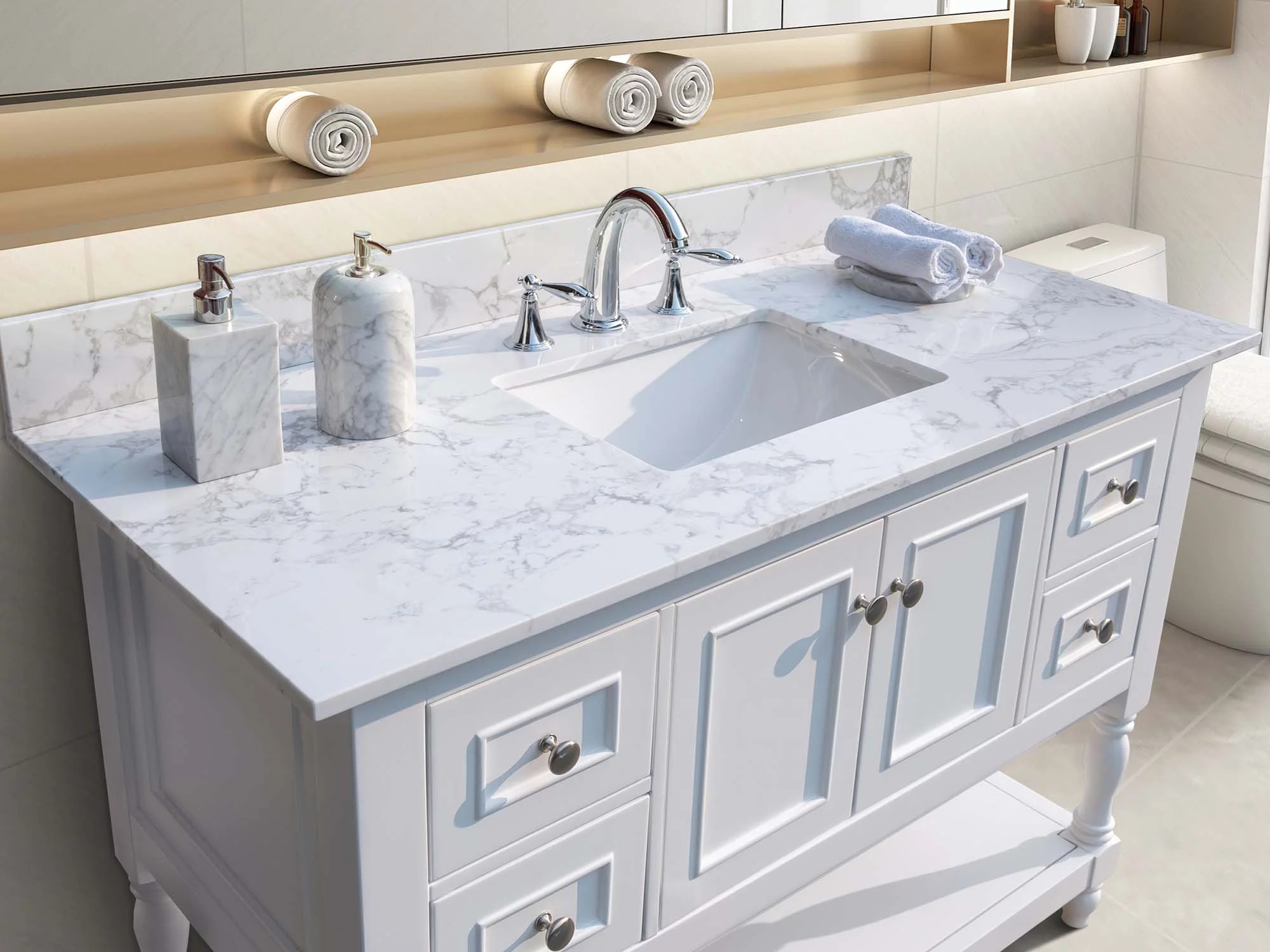 Carrara Vena Quartz Vanity