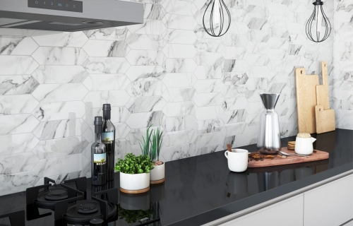 Carrara White Long Hexagon Shape Mosaic