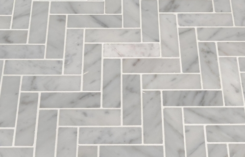 Oriental White Herringbone Shape Mosaic